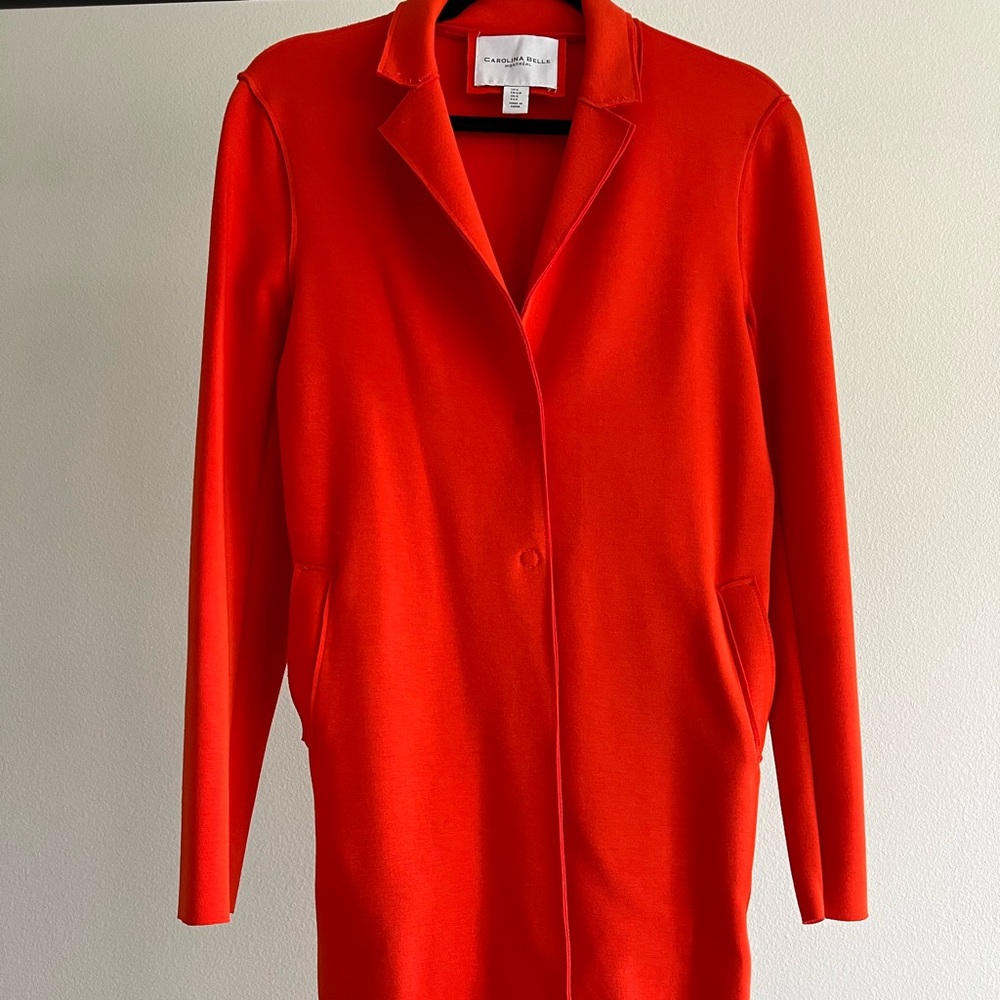 Orange mid length jacket great for the fall time only worn twice! - Picture 2 of 2
